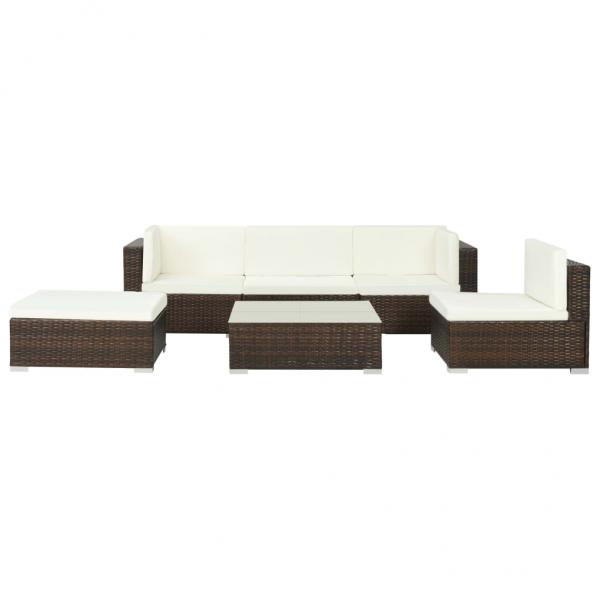 ARDEBO.de - 6-tlg. Garten-Lounge-Set mit Auflagen Poly Rattan Braun