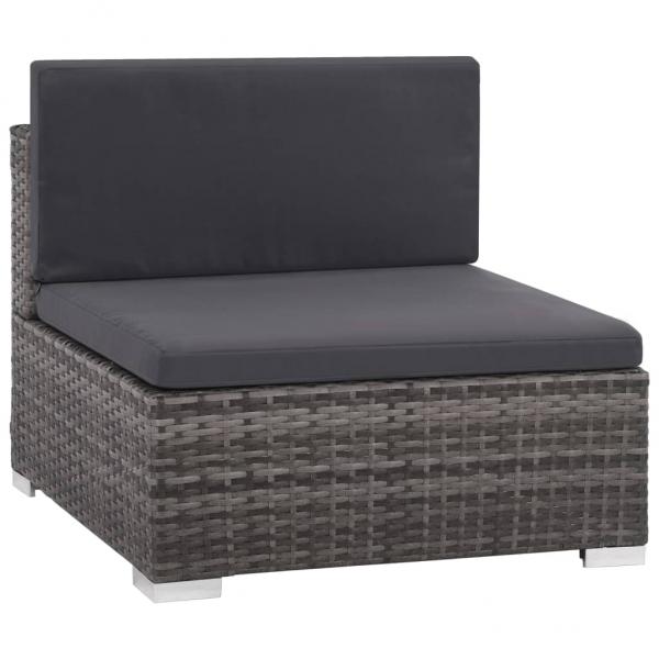 6-tlg. Garten-Lounge-Set mit Auflagen Poly Rattan Grau