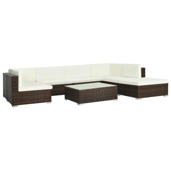 ARDEBO.de - 8-tlg. Garten-Lounge-Set mit Auflagen Poly Rattan Braun