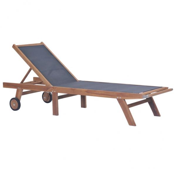 ARDEBO.de - Sonnenliege Klappbar mit Rädern Teak Massivholz und Textilene