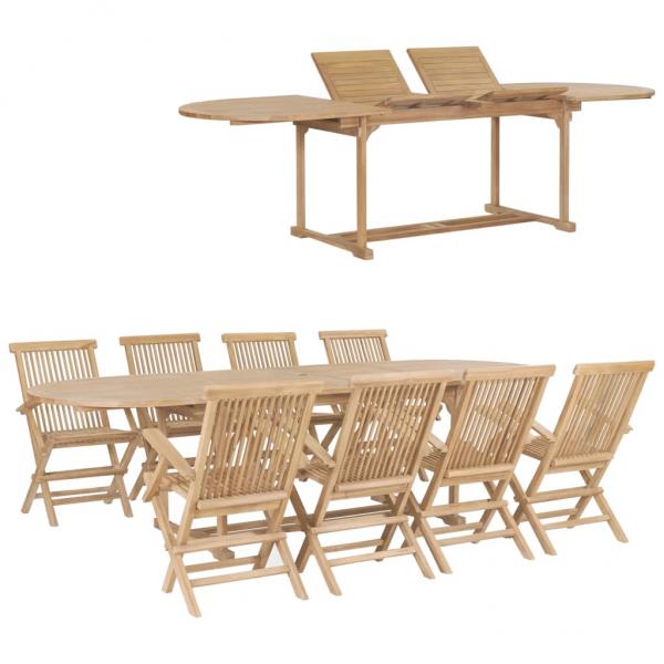 ARDEBO.de - 9-tlg. Garten-Essgruppe 180-280 x 100 x 75 cm Teak Massivholz