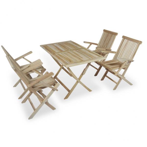 ARDEBO.de - 5-tlg. Garten-Essgruppe Teak Massivholz