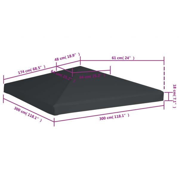 Pavillondach 310 g/m² 3x3 m Grau 