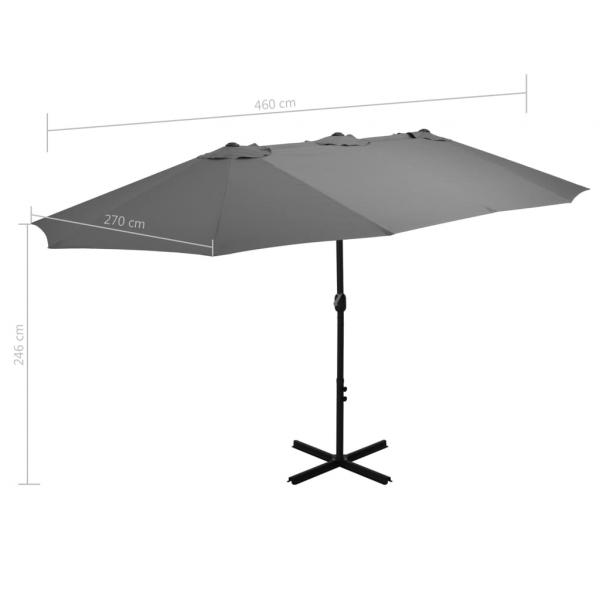 Sonnenschirm mit Aluminium-Mast 460 x 270 cm Anthrazit