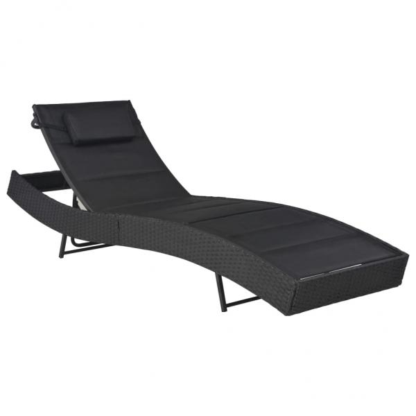 ARDEBO.de - Sonnenliege Poly Rattan und Textilene Schwarz