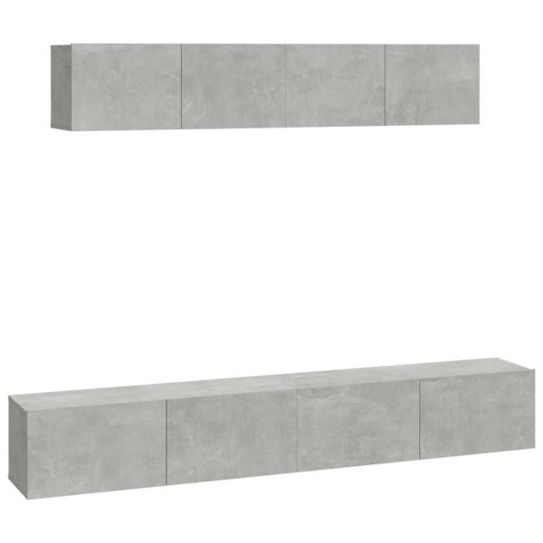 4-tlg. TV-Schrank-Set Betongrau Holzwerkstoff