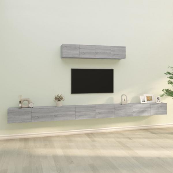 ARDEBO.de - 6-tlg. TV-Schrank-Set Grau Sonoma Holzwerkstoff