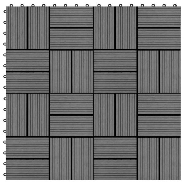 ARDEBO.de - Terrassenfliesen 11 Stück WPC 30 x 30 cm 1 qm Grau