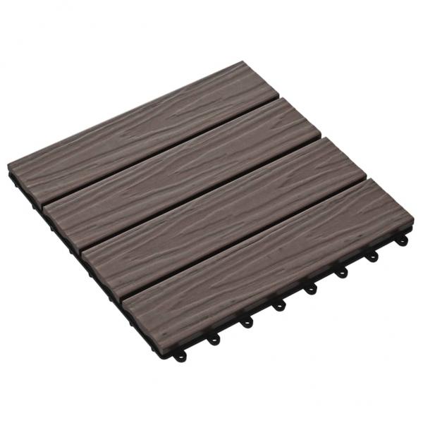 Terrassenfliesen 11Stk Tief Geprägt WPC 30x30cm 1qm Dunkelbraun