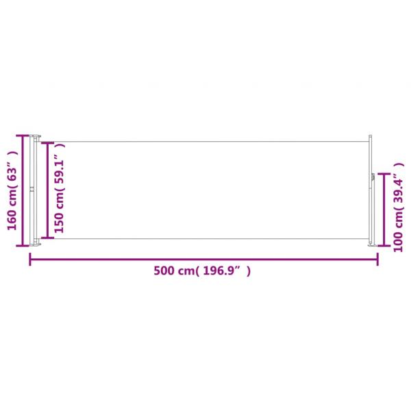 Ausziehbare Seitenmarkise 160x500 cm Creme