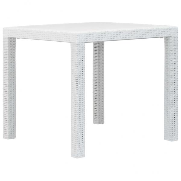 ARDEBO.de - Gartentisch Weiß 79x79x72 cm Kunststoff Rattan-Optik