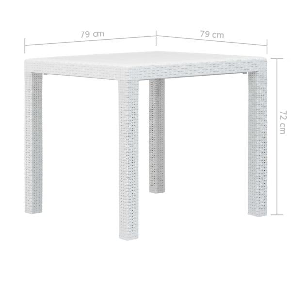 Gartentisch Weiß 79x79x72 cm Kunststoff Rattan-Optik