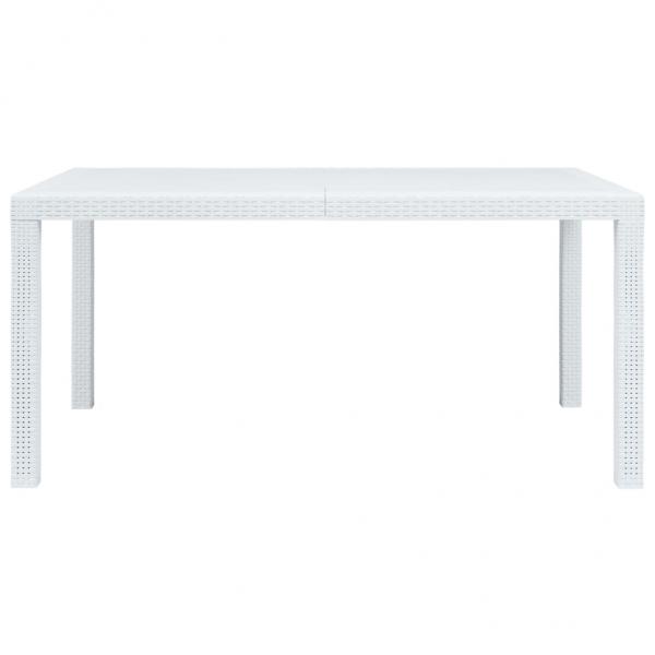 Gartentisch Weiß 150x90x72 cm Kunststoff Rattan-Optik