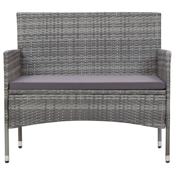 4-tlg. Garten-Lounge-Set mit Auflagen Poly Rattan Grau