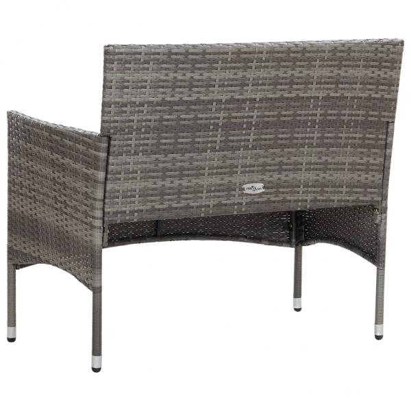 4-tlg. Garten-Lounge-Set mit Auflagen Poly Rattan Grau