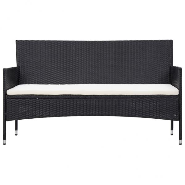 4-tlg. Garten-Lounge-Set mit Auflagen Poly Rattan Schwarz