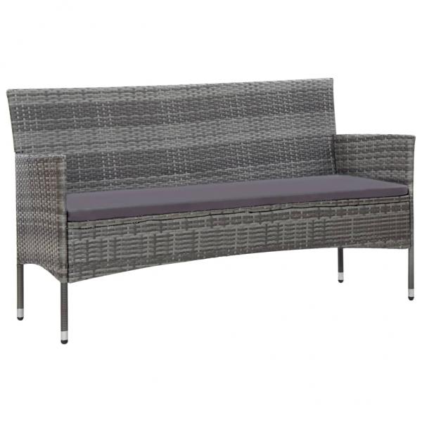 4-tlg. Garten-Lounge-Set mit Auflagen Poly Rattan Grau