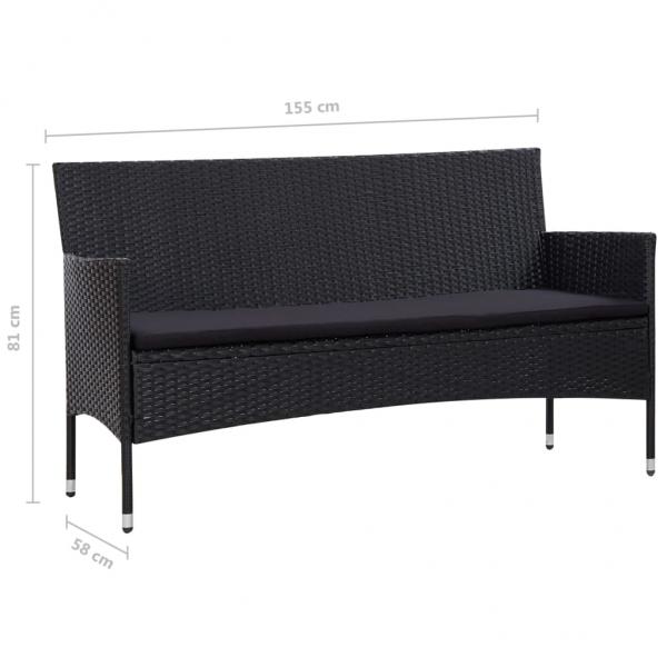 4-tlg. Garten-Lounge-Set mit Auflagen Poly Rattan Schwarz