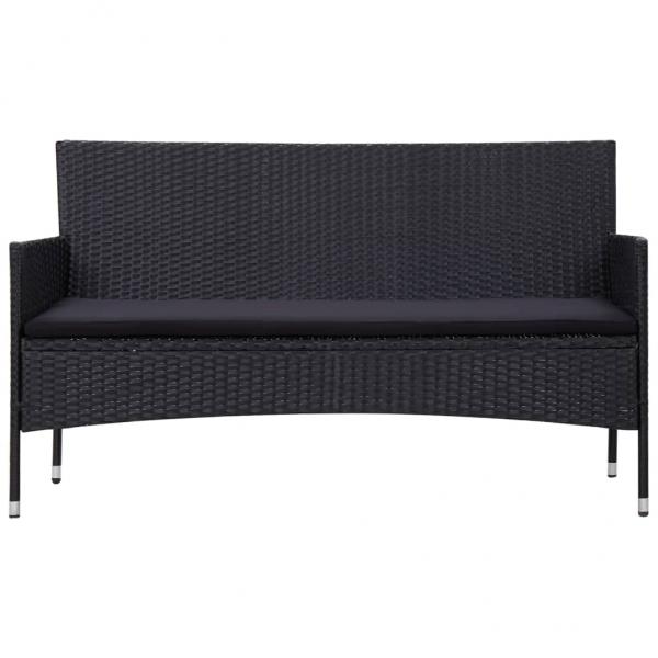 4-tlg. Garten-Lounge-Set mit Auflagen Poly Rattan Schwarz