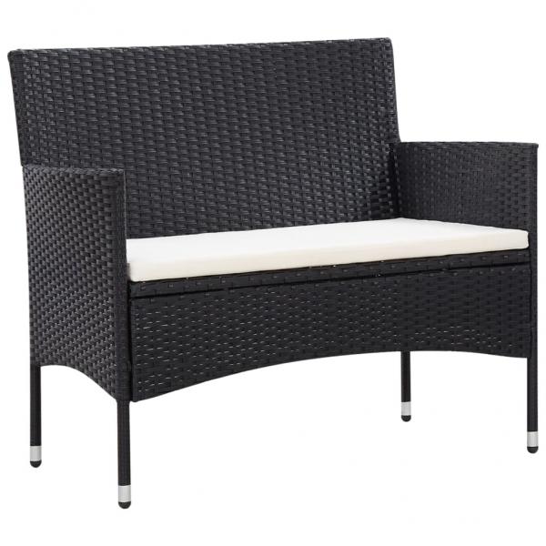 5-tlg. Garten-Lounge-Set mit Auflagen Poly Rattan Schwarz