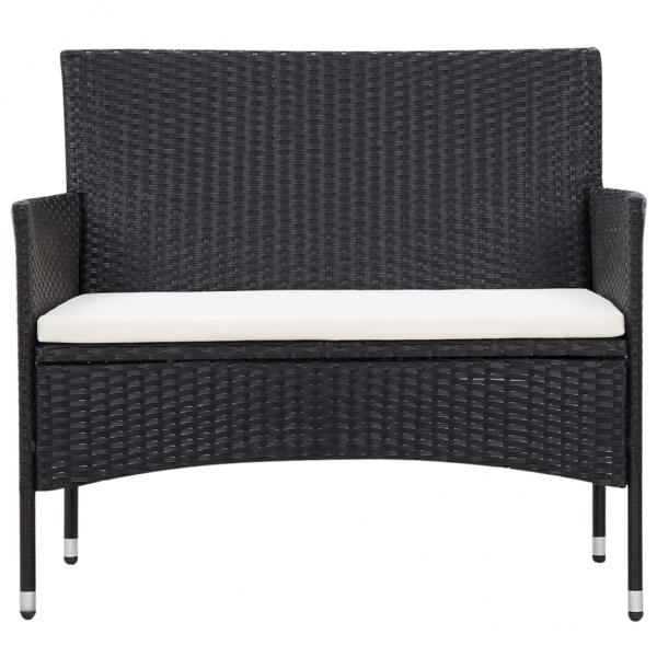 5-tlg. Garten-Lounge-Set mit Auflagen Poly Rattan Schwarz