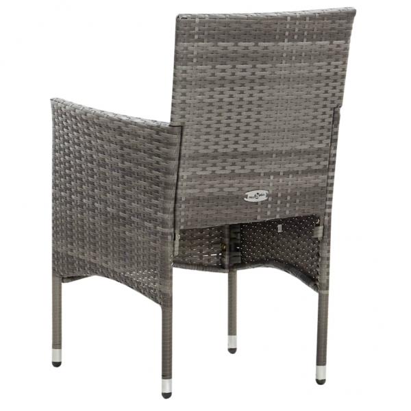 5-tlg. Garten-Lounge-Set mit Auflagen Poly Rattan Grau