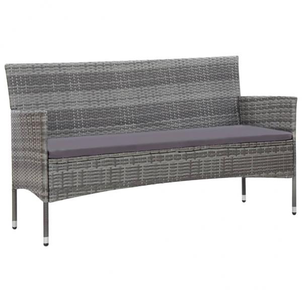 5-tlg. Garten-Lounge-Set mit Auflagen Poly Rattan Grau