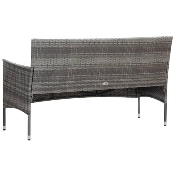 5-tlg. Garten-Lounge-Set mit Auflagen Poly Rattan Grau