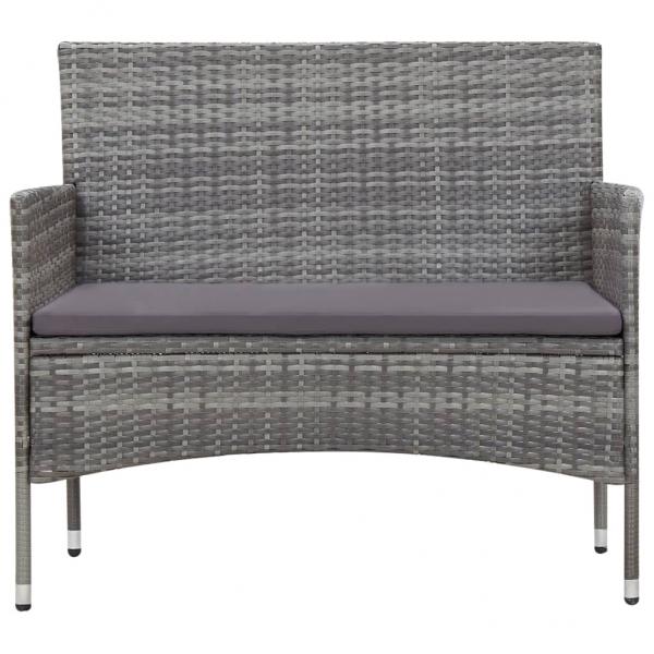 5-tlg. Garten-Lounge-Set mit Auflagen Poly Rattan Grau