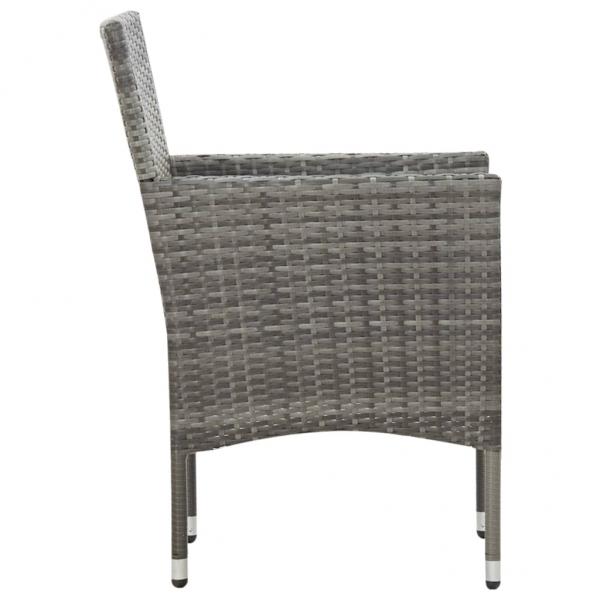 5-tlg. Garten-Lounge-Set mit Auflagen Poly Rattan Grau