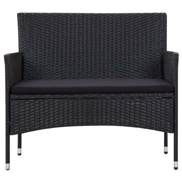 5-tlg. Garten-Lounge-Set mit Auflagen Poly Rattan Schwarz