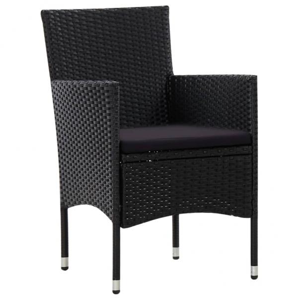 5-tlg. Garten-Lounge-Set mit Auflagen Poly Rattan Schwarz