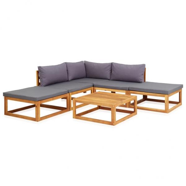 ARDEBO.de - 6-tlg. Garten-Lounge-Set mit Auflagen Massivholz Akazie