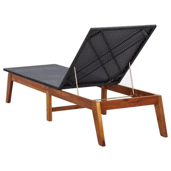 Sonnenliege Poly Rattan und Massivholz Akazie