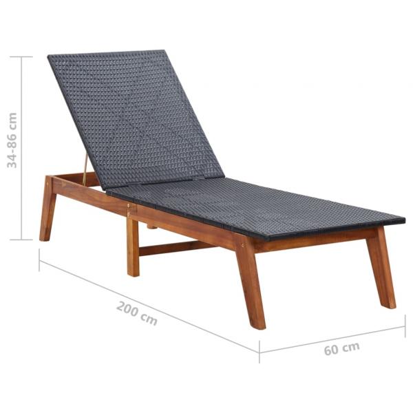 Sonnenliege Poly Rattan und Massivholz Akazie