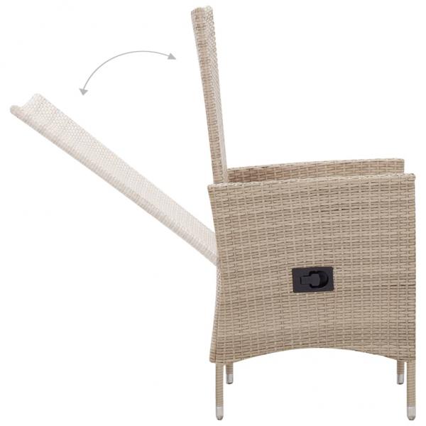 7-tlg. Garten-Essgruppe mit Auflagen Poly Rattan Beige