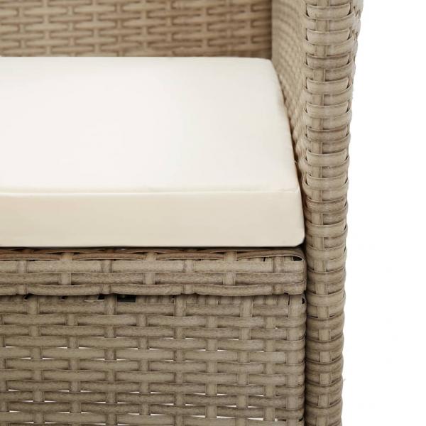 9-tlg. Garten-Essgruppe mit Auflagen Poly Rattan Beige