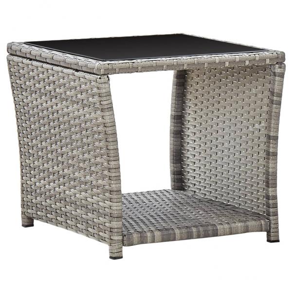 ARDEBO.de - Couchtisch Grau 45x45x40 cm Poly Rattan und Glas