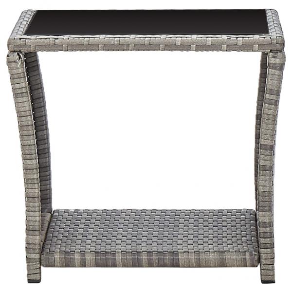 Couchtisch Grau 45x45x40 cm Poly Rattan und Glas