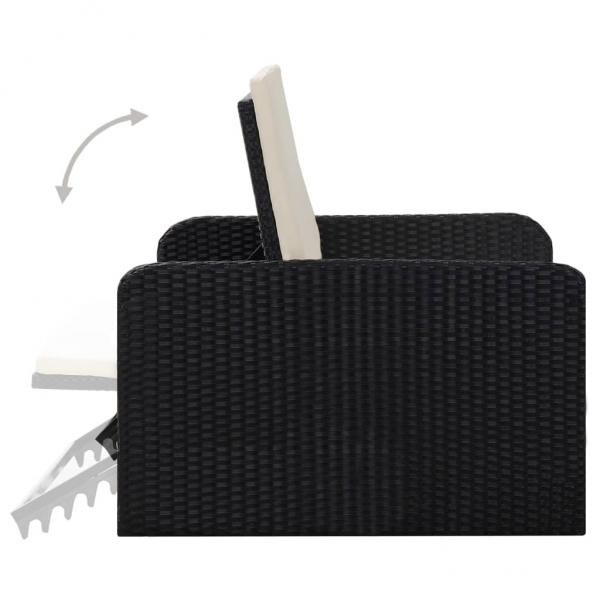 2-tlg. Garten-Lounge-Set mit Auflagen Poly Rattan Schwarz