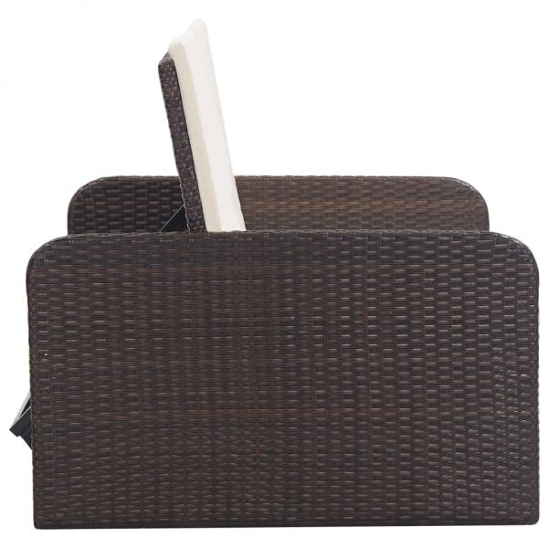 2-tlg. Garten-Lounge-Set mit Auflagen Poly Rattan Braun