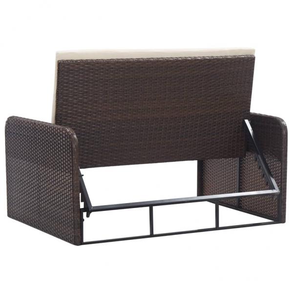 2-tlg. Garten-Lounge-Set mit Auflagen Poly Rattan Braun