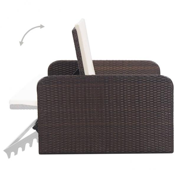 2-tlg. Garten-Lounge-Set mit Auflagen Poly Rattan Braun