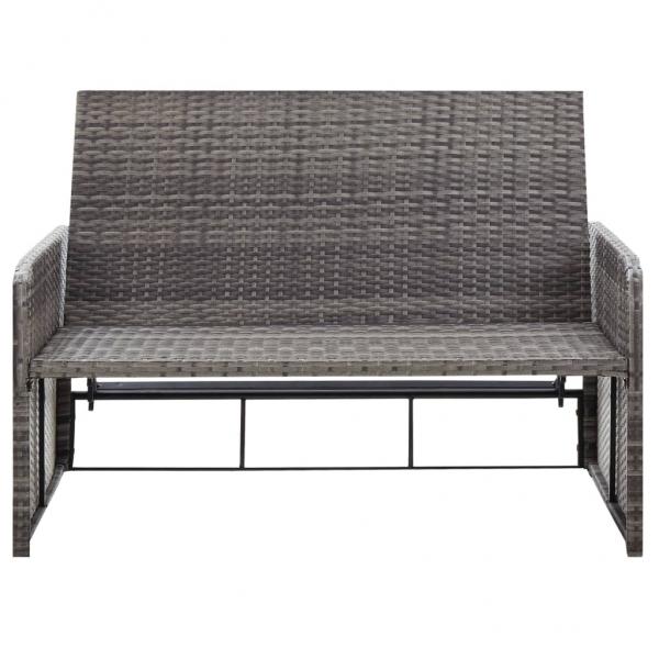 2-tlg. Garten-Lounge-Set mit Auflagen Poly Rattan Grau