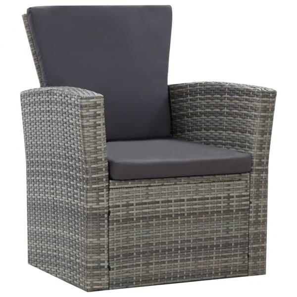 4-tlg. Garten-Lounge-Set mit Kissen Poly Rattan Grau