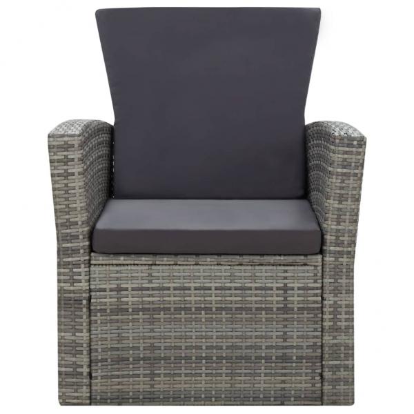 4-tlg. Garten-Lounge-Set mit Kissen Poly Rattan Grau