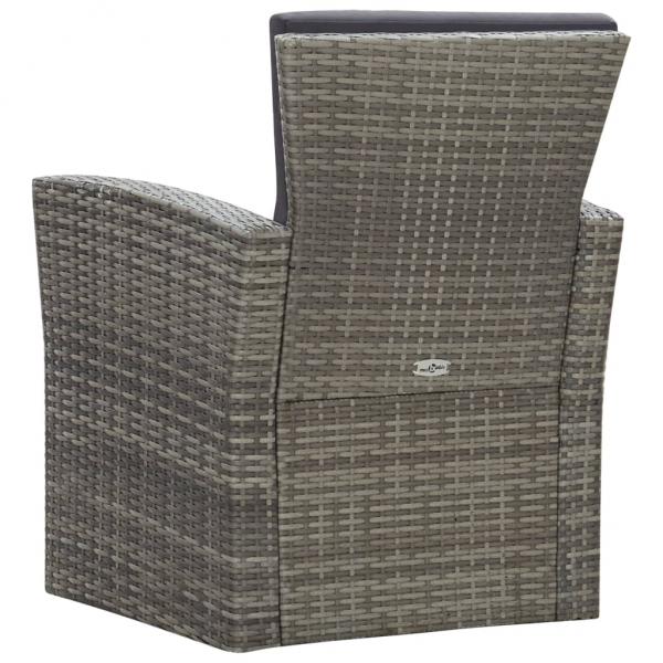 4-tlg. Garten-Lounge-Set mit Kissen Poly Rattan Grau