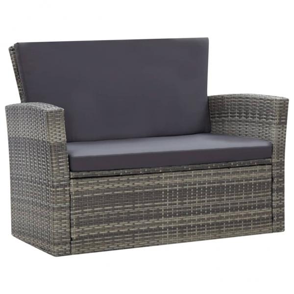 4-tlg. Garten-Lounge-Set mit Kissen Poly Rattan Grau