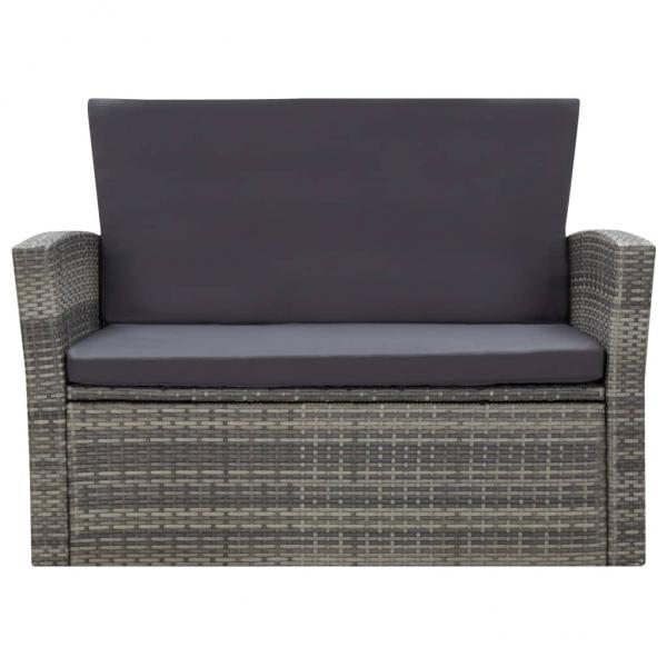 4-tlg. Garten-Lounge-Set mit Kissen Poly Rattan Grau