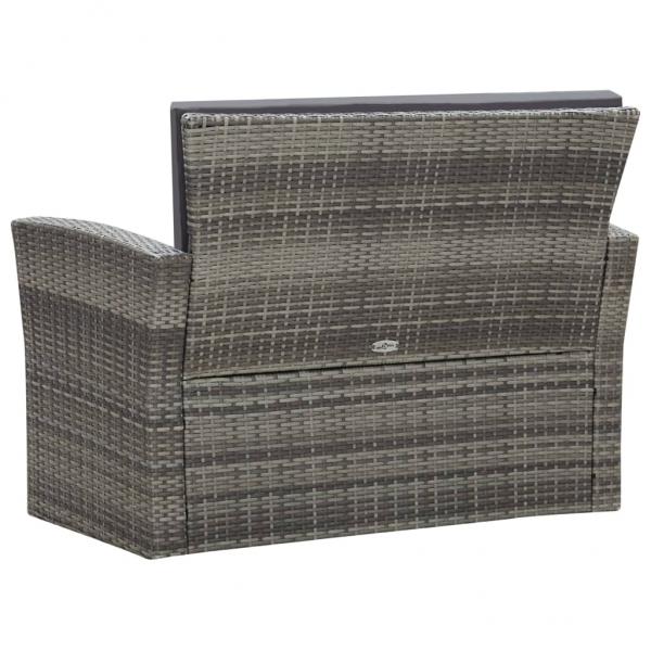 4-tlg. Garten-Lounge-Set mit Kissen Poly Rattan Grau